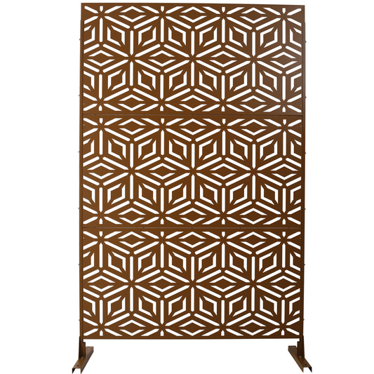 Outdoor & Indoor Privacy Screen Metal Privacy Screen 76' H×48' W, Freestanding Decorative Privacy Screen for Deck Balcony Patio, Privacy Fence Panels for Outside Lawn Garden PS115 BROWN