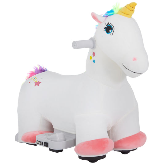 6V Ride on Unicorn, Battery Powered Kids Electric Ride on Animal Toy with Music Forward, PU Wheels, Foot Pedal for Girls Boys Aged 18-36 Months, White