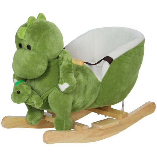 Baby Rocking Horse, Toddler Plush Dinosaur Animal Rocker with Seat Belt, 32 Songs, Hand Puppet, Kids Riding Horse Rocking Chair for 18-36 Months, Green
