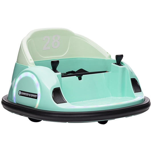 12V Toddler Bumper Car Ride on Toy for Kids 1.5-5 Years Old, Baby Bumper Car with Remote Control, LED Lights, 360 Degree, Music, Green