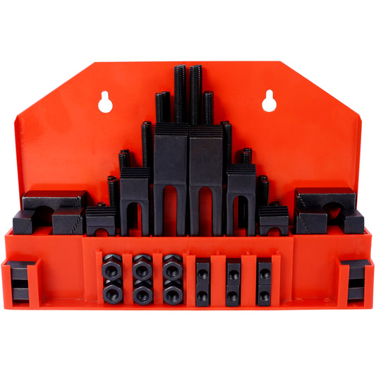 58Pc T-Slot Clamping Kit Mill Machinist Set With T-slot cleaner and Tightening Wrench (7/16 Table Slot 3/8-16 Stud Size)