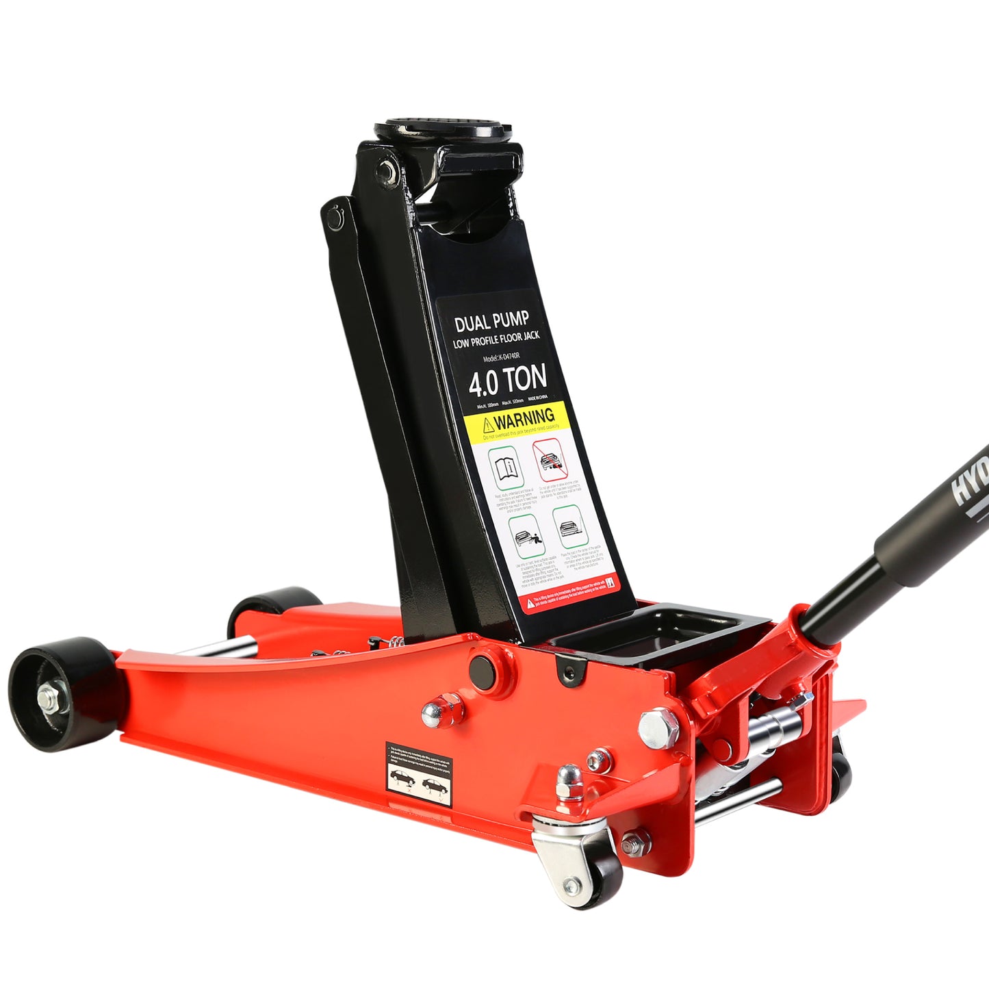 Floor Jack, 4 Ton Low Profile Floor Jack, Heavy-Duty Steel Racing Floor Jack with dual  Piston Quick Lift Pump, Floor Jack Lifting Range 4'-21'