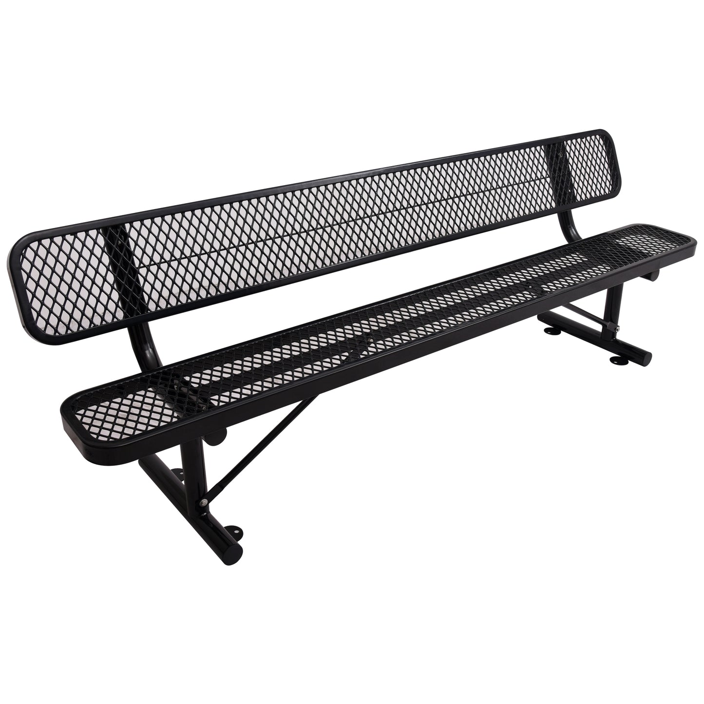 8 ft. Outdoor Steel Bench with Backrest BLack