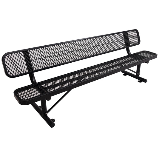 8 ft. Outdoor Steel Bench with Backrest BLack