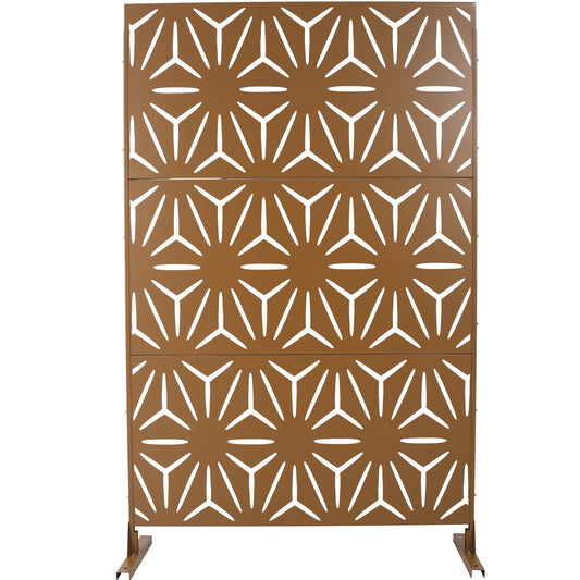Outdoor & Indoor Privacy Screen Metal Privacy Screen 76' H×48' W, Freestanding Decorative Privacy Screen for Deck Balcony Patio, Privacy Fence Panels for Outside Lawn Garden PS104 BROWN