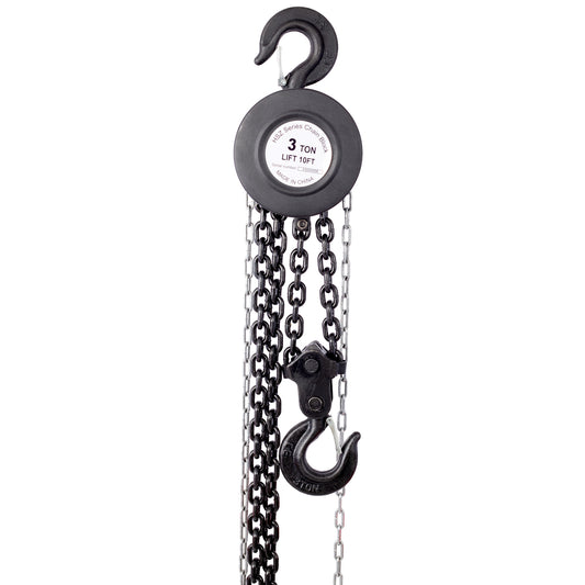 Chain hoist 11000lbs 5T capacity 10ft wIth 2 heavy duty hooks,Manual chain hoist steel construction,Black
