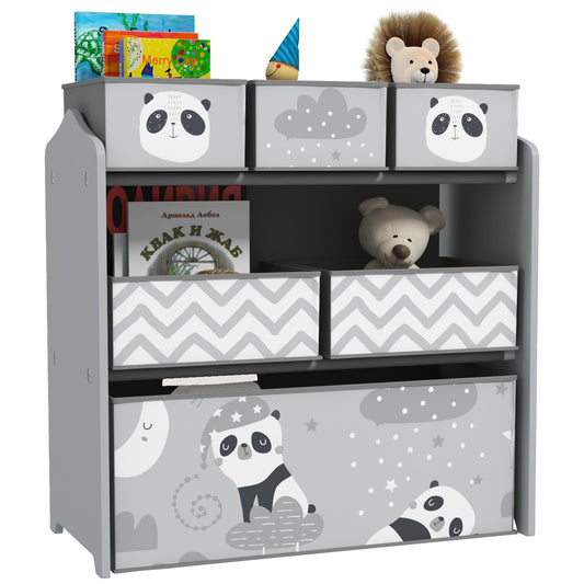 Toy Organizer with 6 Storage Bins, Kids Storage Unit for Bedroom, Kids Room, 25' x 12' x 26', Gray