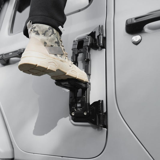OMU Genesis Series Door Hinge Step Aluminum Folding Foot Pedal for Jeep Wrangler JK  JL
