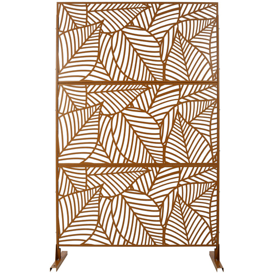 Outdoor & Indoor Privacy Screen Metal Privacy Screen 76' H×48' W, Freestanding Decorative Privacy Screen for Deck Balcony Patio, Privacy Fence Panels for Outside Lawn Garden PS111 BROWN