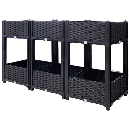 Planter Raised Beds - Elevated Planter Garden Box with Drainage Plug Raised Garden Beds for Vegetable/Flower/Herb Outdoor Standing Planter Beds Gardening Kit,Black,47.2'x15.7'x27.7'
