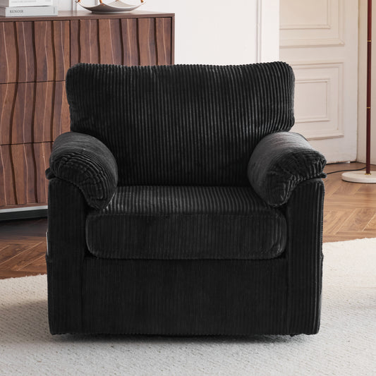 33 Inch Oversized Swivel Corduroy Lounge Chair - Plush Cushioned Armchair for Living Room, Bedroom, Office, or Kids Room - Comfortable Rotatable Single Sofa Chair Ideal for Small Spaces and Apartments