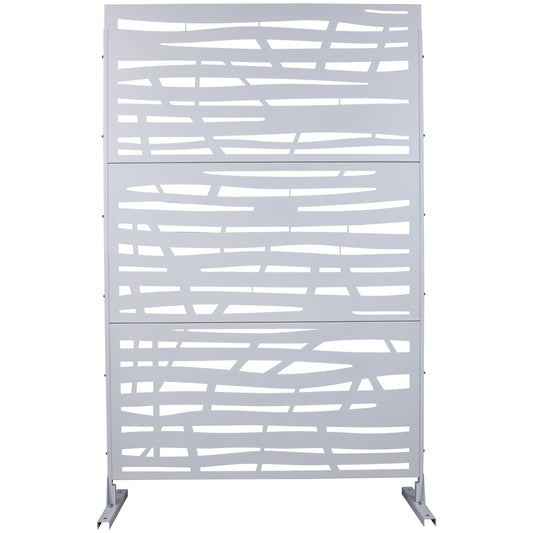 Outdoor & Indoor Privacy Screen Metal Privacy Screen 76' H×48' W, Freestanding Decorative Privacy Screen for Deck Balcony Patio, Privacy Fence Panels for Outside Lawn Garden PS109 WHITE