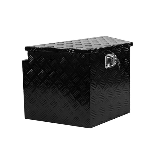 33 Inch Heavy Duty Diamond Plate Aluminum Trailer Tongue Box Pickup Truck Tool Box Storage Organizer with Weather Resistant Seal, Lock & Keys – Black 32.5'x20.5'x18.3'
