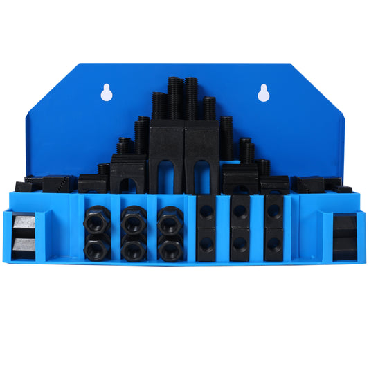 58Pc T-Slot Clamping Kit Mill Machinist Set With T-slot cleaner and Tightening Wrench (5/8 Table Slot 1/2-13 Stud Size)