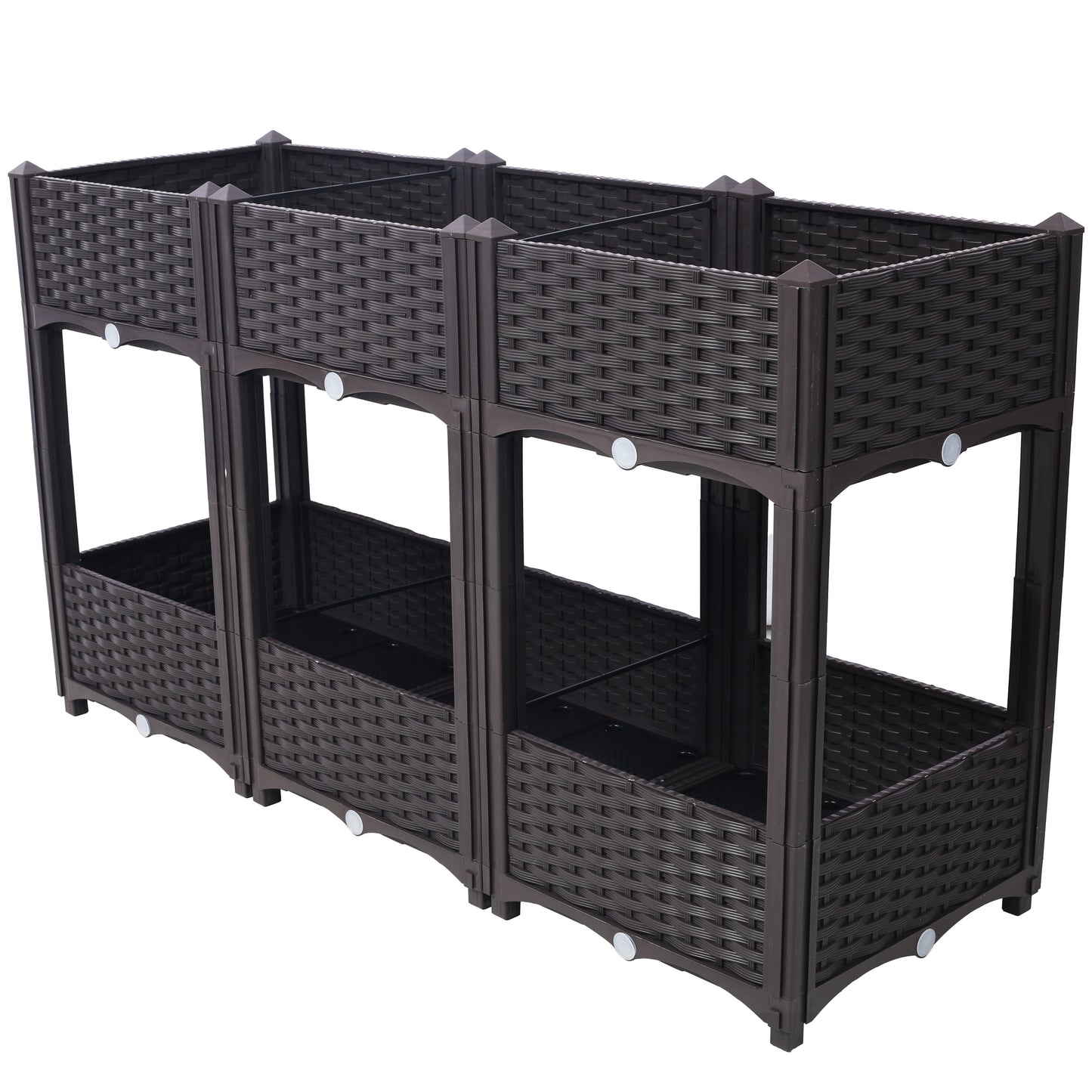 Planter Raised Beds - Elevated Planter Garden Box with Drainage Plug Raised Garden Beds for Vegetable/Flower/Herb Outdoor Standing Planter Beds Gardening Kit,Brown,47.2'x15.7'x27.7'
