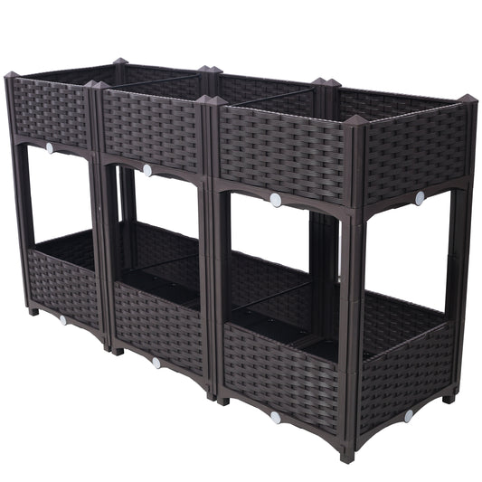 Planter Raised Beds - Elevated Planter Garden Box with Drainage Plug Raised Garden Beds for Vegetable/Flower/Herb Outdoor Standing Planter Beds Gardening Kit,Brown,47.2'x15.7'x27.7'