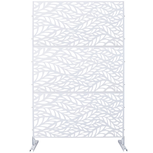 Outdoor & Indoor Privacy Screen Metal Privacy Screen 76' H×48' W, Freestanding Decorative Privacy Screen for Deck Balcony Patio, Privacy Fence Panels for Outside Lawn Garden PS110 WHITE