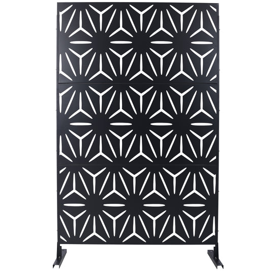 Outdoor & Indoor Privacy Screen Metal Privacy Screen 76' H×48' W, Freestanding Decorative Privacy Screen for Deck Balcony Patio, Privacy Fence Panels for Outside Lawn Garden PS104 BLACK