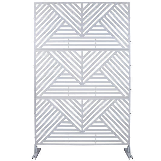 Outdoor & Indoor Privacy Screen Metal Privacy Screen 76' H×48' W, Freestanding Decorative Privacy Screen for Deck Balcony Patio, Privacy Fence Panels for Outside Lawn Garden PS101 WHITE
