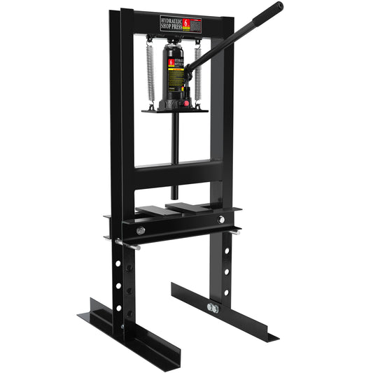 Hydraulic 6 Ton H-Frame Garage Floor Adjustable Shop Press with Plates, 6T, Black