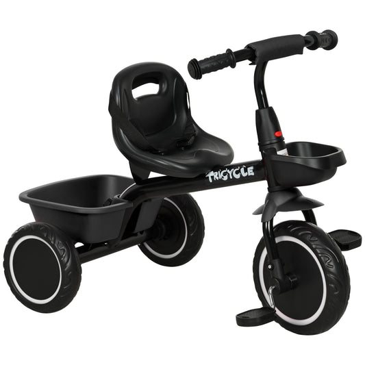 Tricycle for Toddlers Age 2-5 with Adjustable Seat, Toddler Bike with Storage Baskets for Girls and Boys, Black