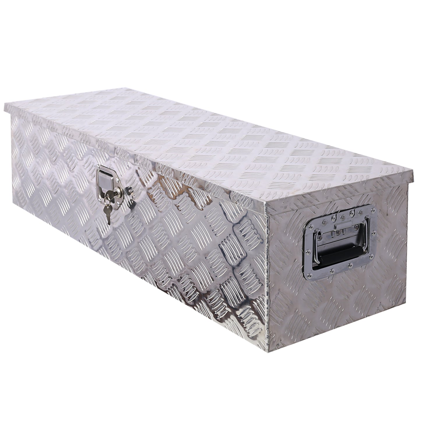 39inch Aluminum tool box,heavy duty truck bed tool box,outdoor trailer pickup storage tool box,RV storage organizer,underbody box w/lock keys,silver 39x13x10inch