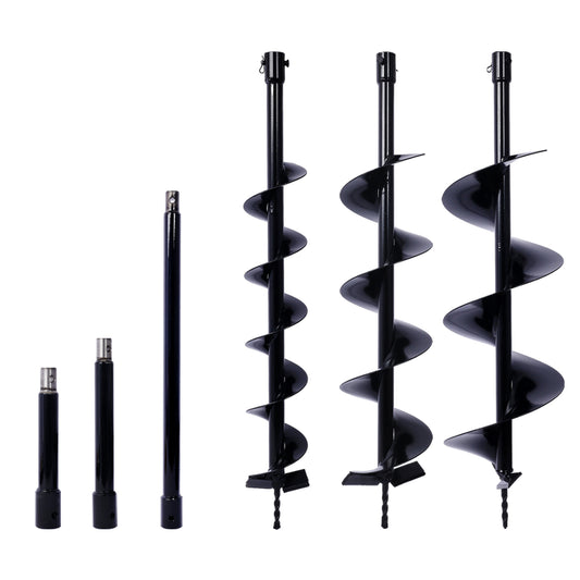 Auger Drill Bit for Planting Hole, Bulb Bedding Digging Post Hole Planting Tool for 3/4' Shaft Auger,Hole Digger Replacement Auger Bits Earth Auger Digging Bit 4IN+6IN+8IN+EXTENSION ROD KIT