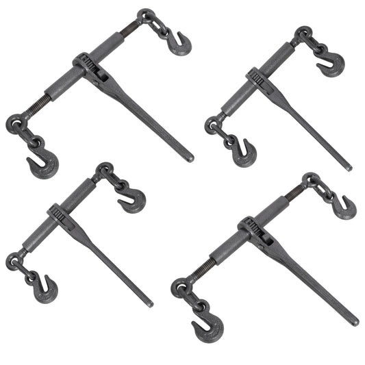 Heavy duty 5/16'-3/8' Ratchet Binders, 5400lbs Working Load capacity, G70 Hooks Adjustable Length, 4-Pack,,Black Hammertone color
