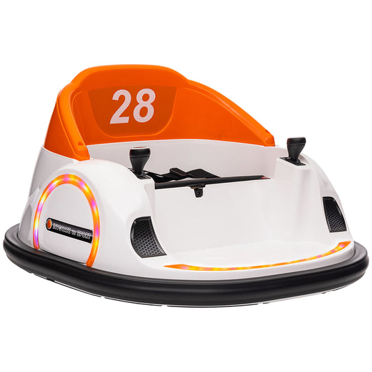 12V Toddler Bumper Car Ride on Toy for Kids 1.5-5 Years Old, Baby Bumper Car with Remote Control, LED Lights, 360 Degree, Music, Orange