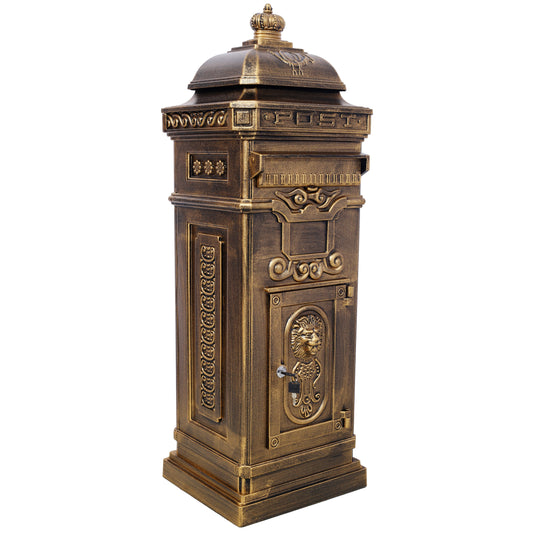 Mailboxs Mailboxes Residential The Court Large-Capacity Letter Box, Garden Floor Safety Mailbox, Outdoor Rainproof Postbox Statue ,color copper