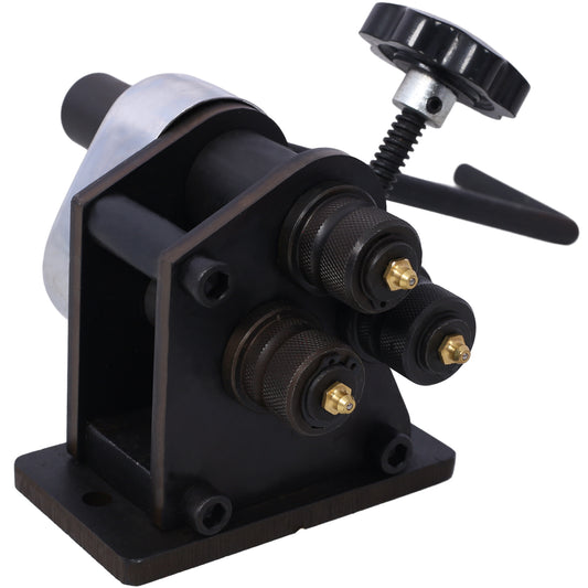 Ring Roller Bender 3',Ring Manual Roller Bender up to1/4' Round Steel & 1' x 3/16' Flat Steel,Hardened Steel Portable Hand Crank Ring Roller 13-1/2'' Long Handle
