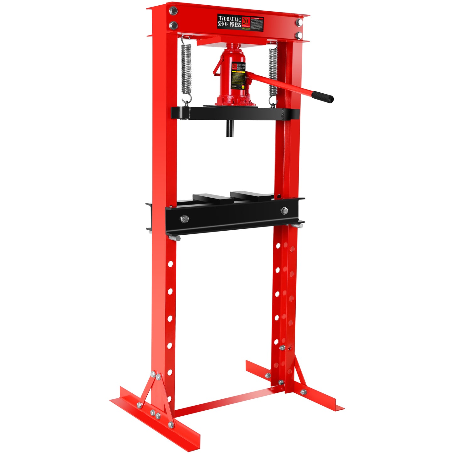 20 Ton Hydraulic Shop Floor Press, Steel H-Frame Shop Press,Adjustable Working Table, Floor Stand Jack for Gears and Bearings,Red