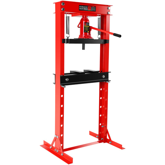 20 Ton Hydraulic Shop Floor Press, Steel H-Frame Shop Press,Adjustable Working Table, Floor Stand Jack for Gears and Bearings,Red