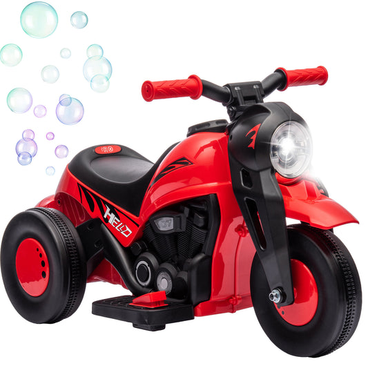 Ride on Bubble Car, 6V Kids Motorcycle, 3 Wheeled 2 MPH Electric Motorbike for Toddler with LED Headlight, Music, Forward & Reserve, Red