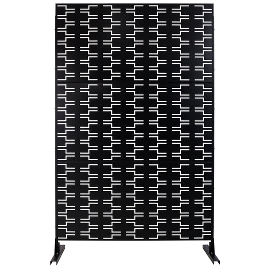 Outdoor & Indoor Privacy Screen Metal Privacy Screen 76' H×48' W, Freestanding Decorative Privacy Screen for Deck Balcony Patio, Privacy Fence Panels for Outside Lawn Garden PS112 BLACK