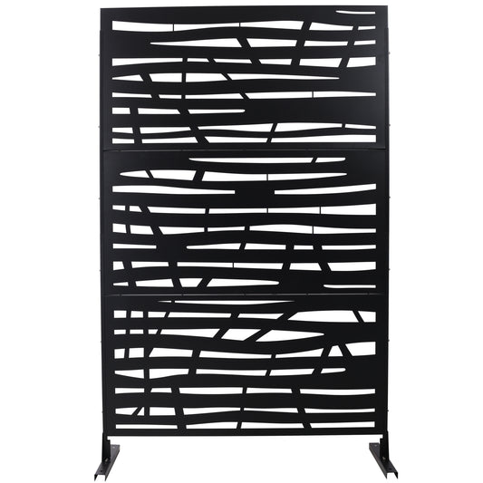 Outdoor & Indoor Privacy Screen Metal Privacy Screen 76' H×48' W, Freestanding Decorative Privacy Screen for Deck Balcony Patio, Privacy Fence Panels for Outside Lawn Garden PS109 BLACK