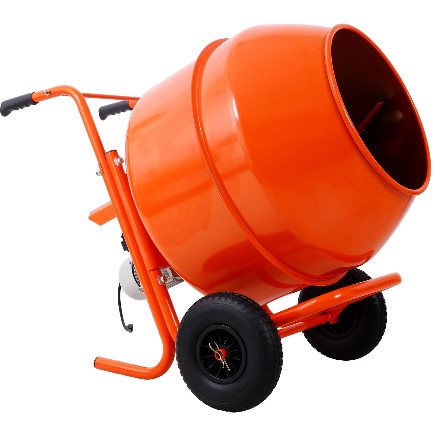 224L 8CUFT horizontal portable cement mixer,Wheel Barrow Portable Cement Concrete Mixer 115V-60HZ,orange color
