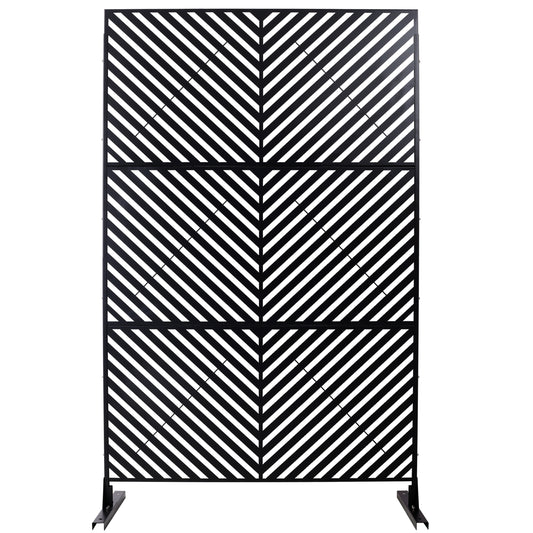 Outdoor & Indoor Privacy Screen Metal Privacy Screen 76' H×48' W, Freestanding Decorative Privacy Screen for Deck Balcony Patio, Privacy Fence Panels for Outside Lawn Garden PS113 BLACK