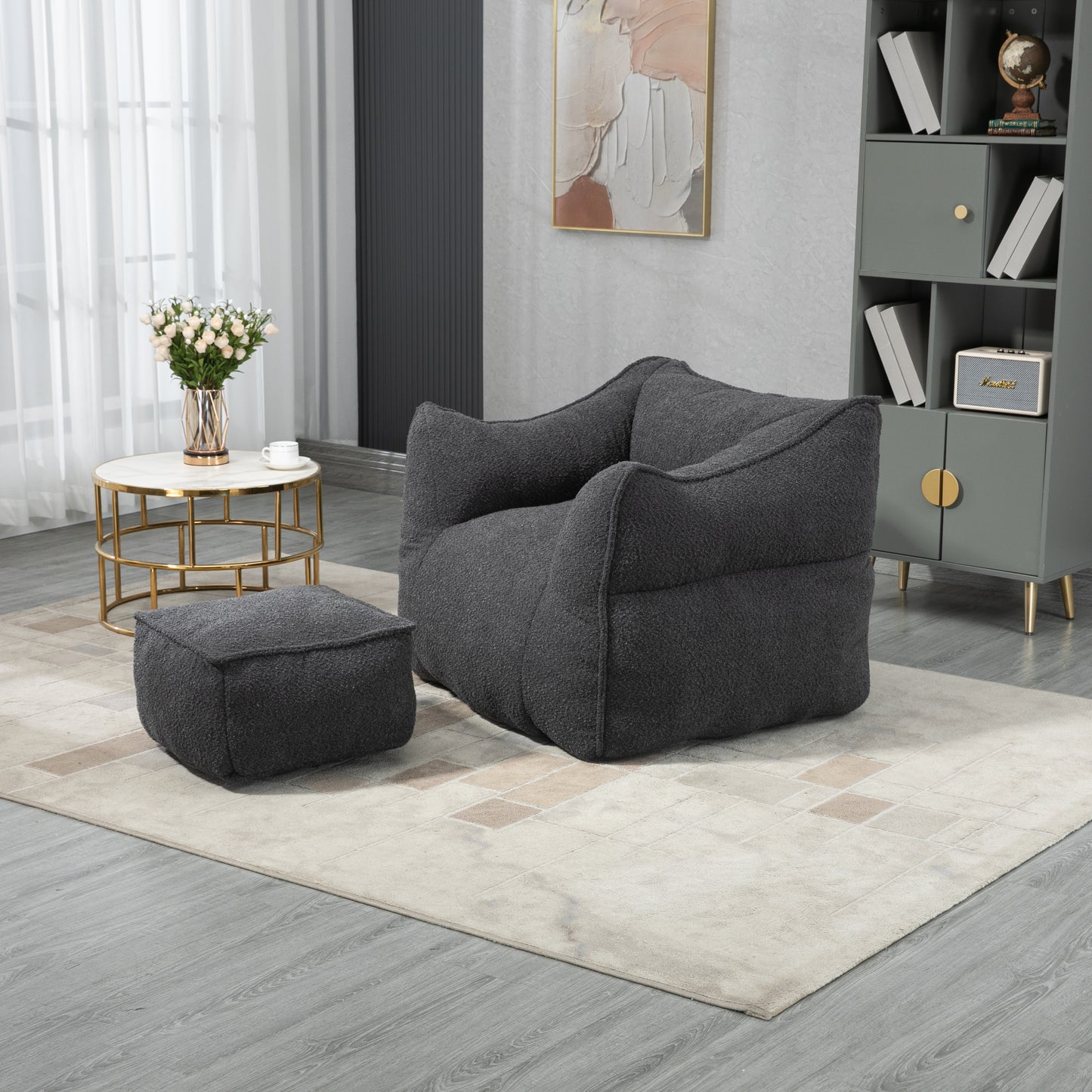 COOLMORE Bean Bag Chair Lazy Sofa/Footstool Durable Comfort Lounger High Back Bean Bag Chair Couch for Adults and Kids, Indoor & Outdoor