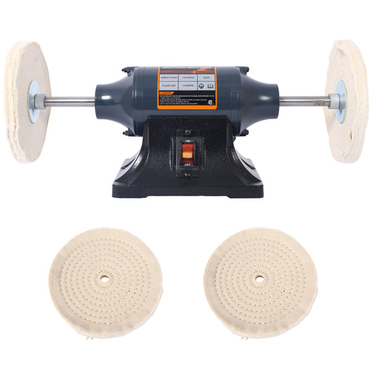 6-Inch Electric Polisher Bench Buffer Grinder  - Includes 4PCs 80Ply Thic Buffing Wheels  Ideal Benchtop Buffing Machine for Polishing  Metal, Jewelry, Knives, Wood, Jade, and Plastic.CSA Certificated