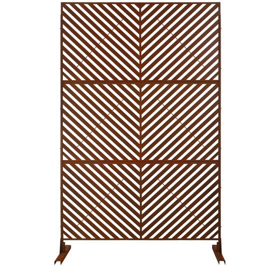 Outdoor & Indoor Privacy Screen Metal Privacy Screen 76' H×48' W, Freestanding Decorative Privacy Screen for Deck Balcony Patio, Privacy Fence Panels for Outside Lawn Garden PS113 RUSTY