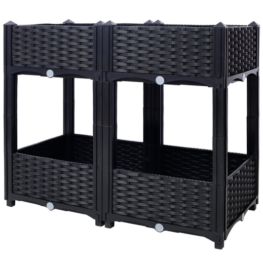 Planter Raised Beds - Elevated Planter Garden Box with Drainage Plug Raised Garden Beds for Vegetable/Flower/Herb Outdoor Standing Planter Beds Gardening Kit,Black,31.5'x15.7'x27.7'