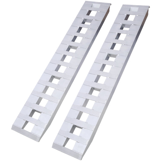 Heavy-Duty Ramps with Top Hook Attaching End, Universal Loading Ramp for Motorcycle, Tractor, ATV/UT 72' X 14' 6600 LBS 1 Pair 2 Ramps Silver Aluminum