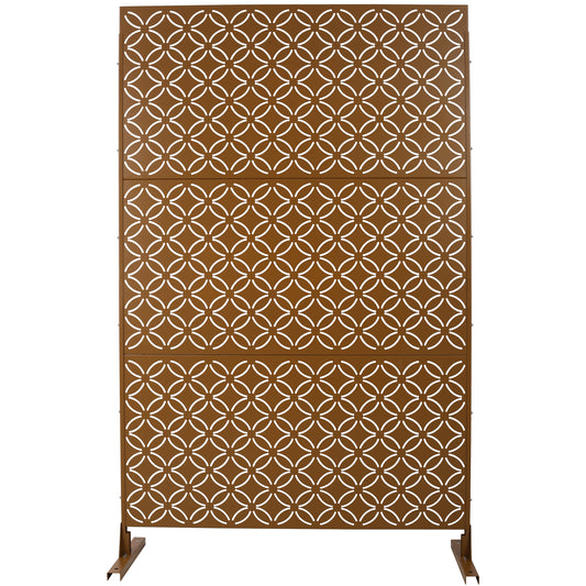 Outdoor & Indoor Privacy Screen Metal Privacy Screen 76' H×48' W, Freestanding Decorative Privacy Screen for Deck Balcony Patio, Privacy Fence Panels for Outside Lawn Garden PS107 BROWN