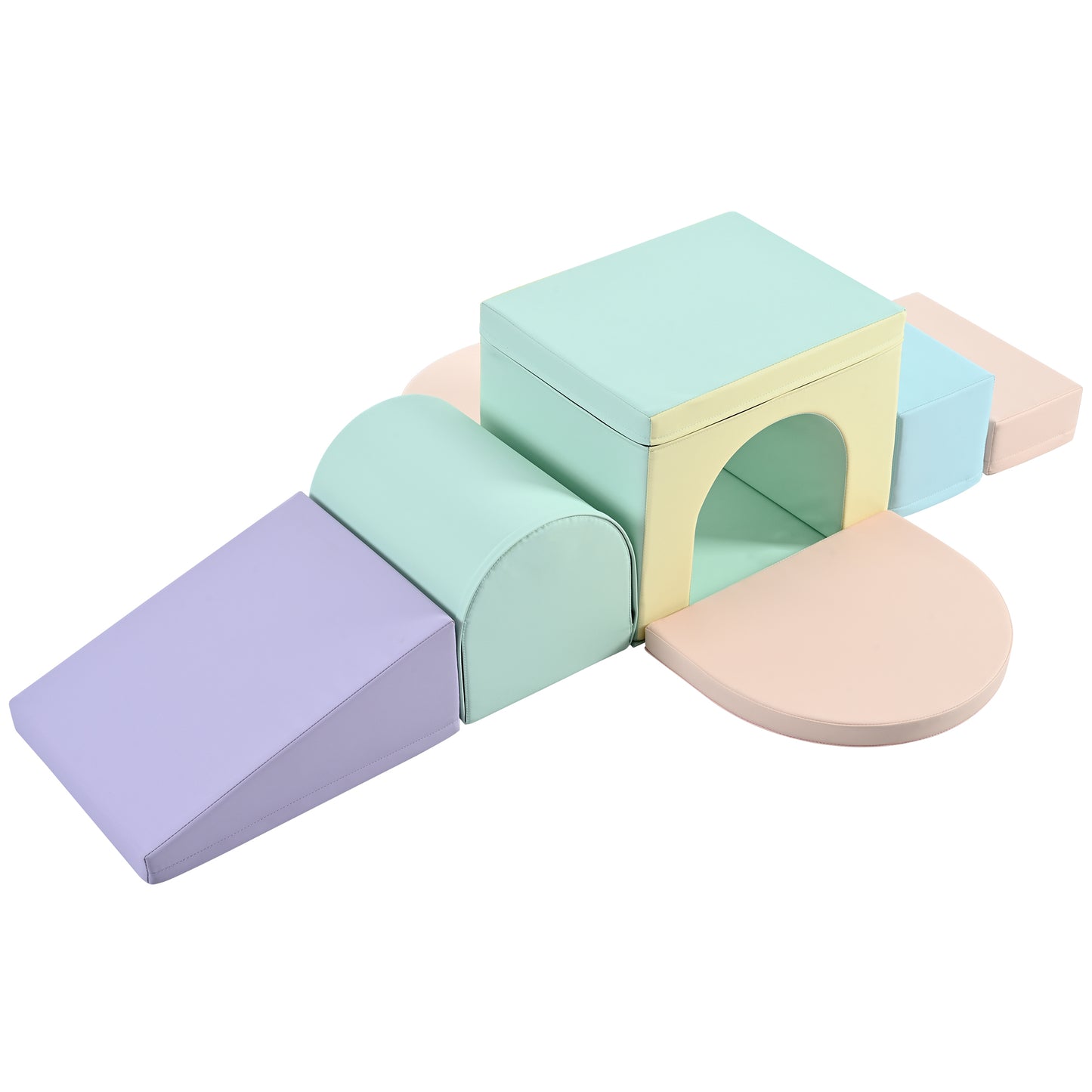 Colorful Soft Climb and Crawl Foam Playset 7 in 1, Soft Play Equipment Climb and Crawl Playground for Toddlers, Kids Crawling and Climbing Indoor Active Play Structure