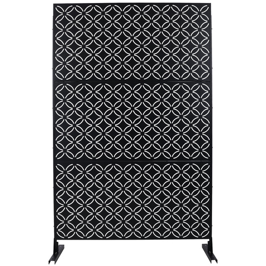 Outdoor & Indoor Privacy Screen Metal Privacy Screen 76' H×48' W, Freestanding Decorative Privacy Screen for Deck Balcony Patio, Privacy Fence Panels for Outside Lawn Garden PS107 BLACK