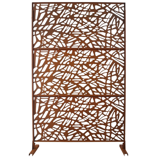 Outdoor & Indoor Privacy Screen Metal Privacy Screen 76' H×48' W, Freestanding Decorative Privacy Screen for Deck Balcony Patio, Privacy Fence Panels for Outside Lawn Garden PS102 RUSTY