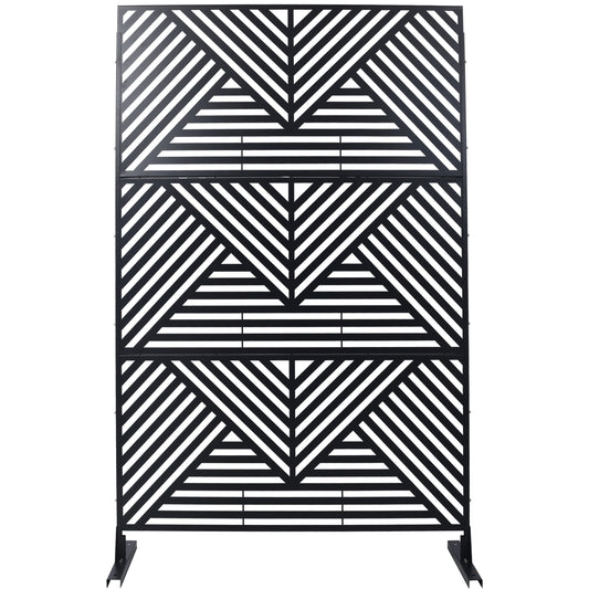 Outdoor & Indoor Privacy Screen Metal Privacy Screen 76' H×48' W, Freestanding Decorative Privacy Screen for Deck Balcony Patio, Privacy Fence Panels for Outside Lawn Garden PS101 BLACK