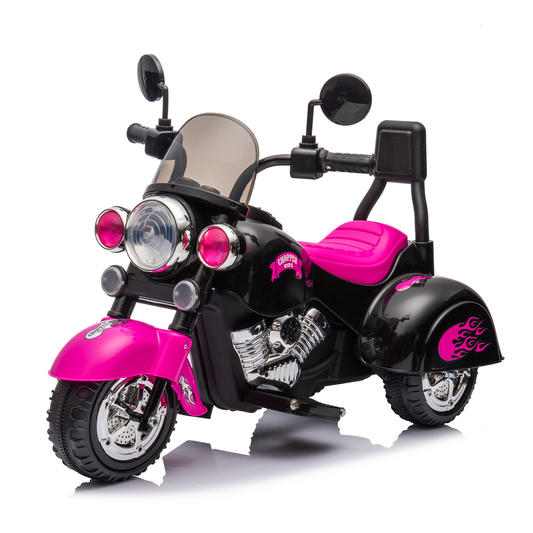Kids Ride On Motorcycle Toy, 3-Wheel Chopper Motorbike with LED Colorful Headlights Horn, Pink 6V Battery Powered Riding on Electric Harley Motorcycle for Boys Girls