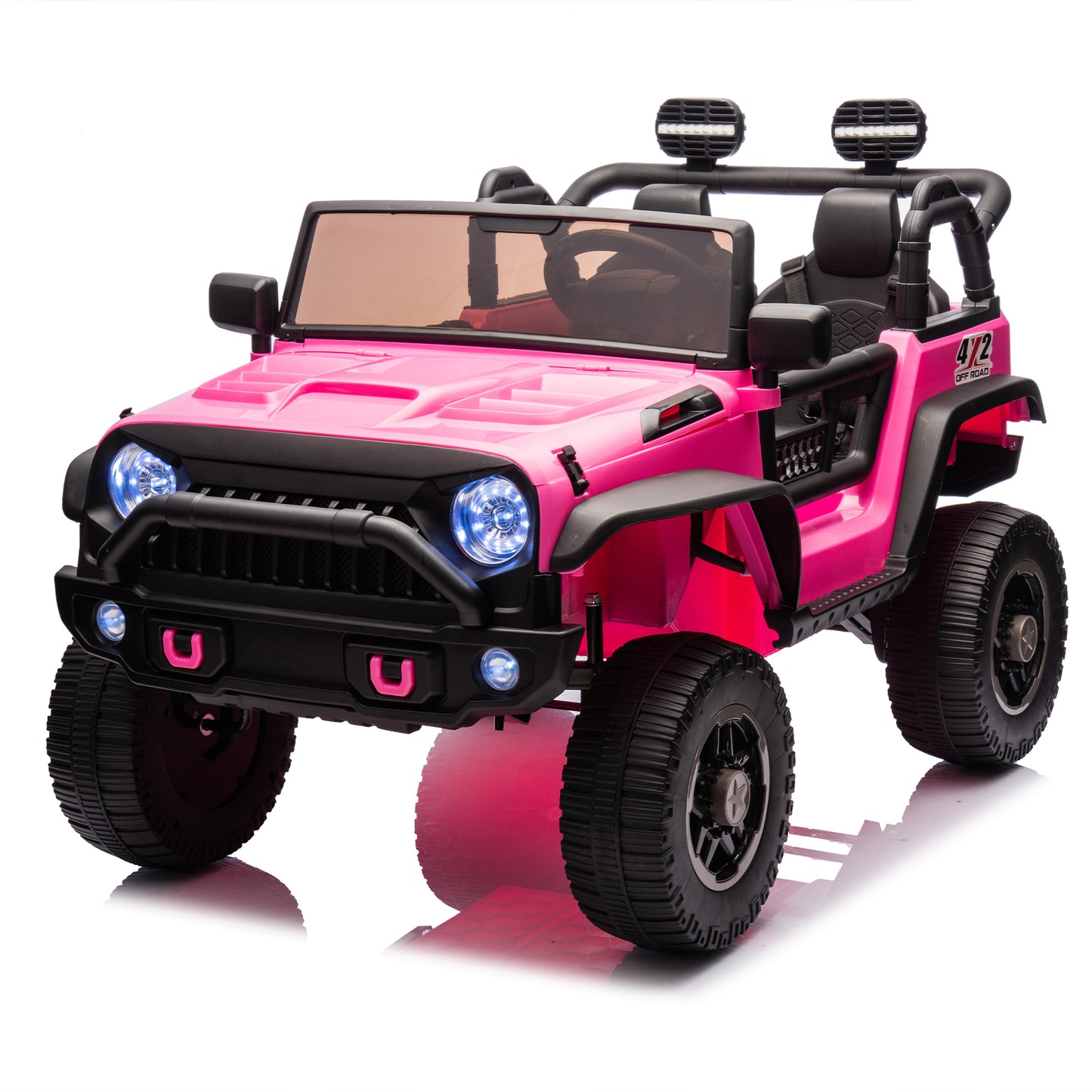 24V Two-Seater Kids Ride On Truck Car W/Parents Control,200w*2,Seat width 20.28in,Four-wheel Suspension,LED Lights,Music,MP3,Bluetooth,Two independent seat belts,Suitable for off-road For Kids Aged 3+